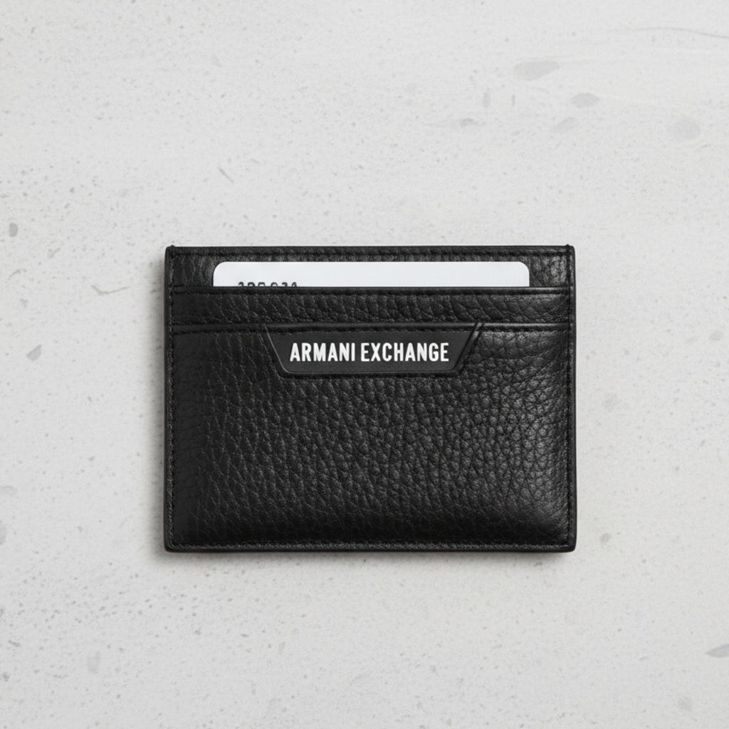 Original Armani Exchange AX Leather Card Holder Wallet – Black