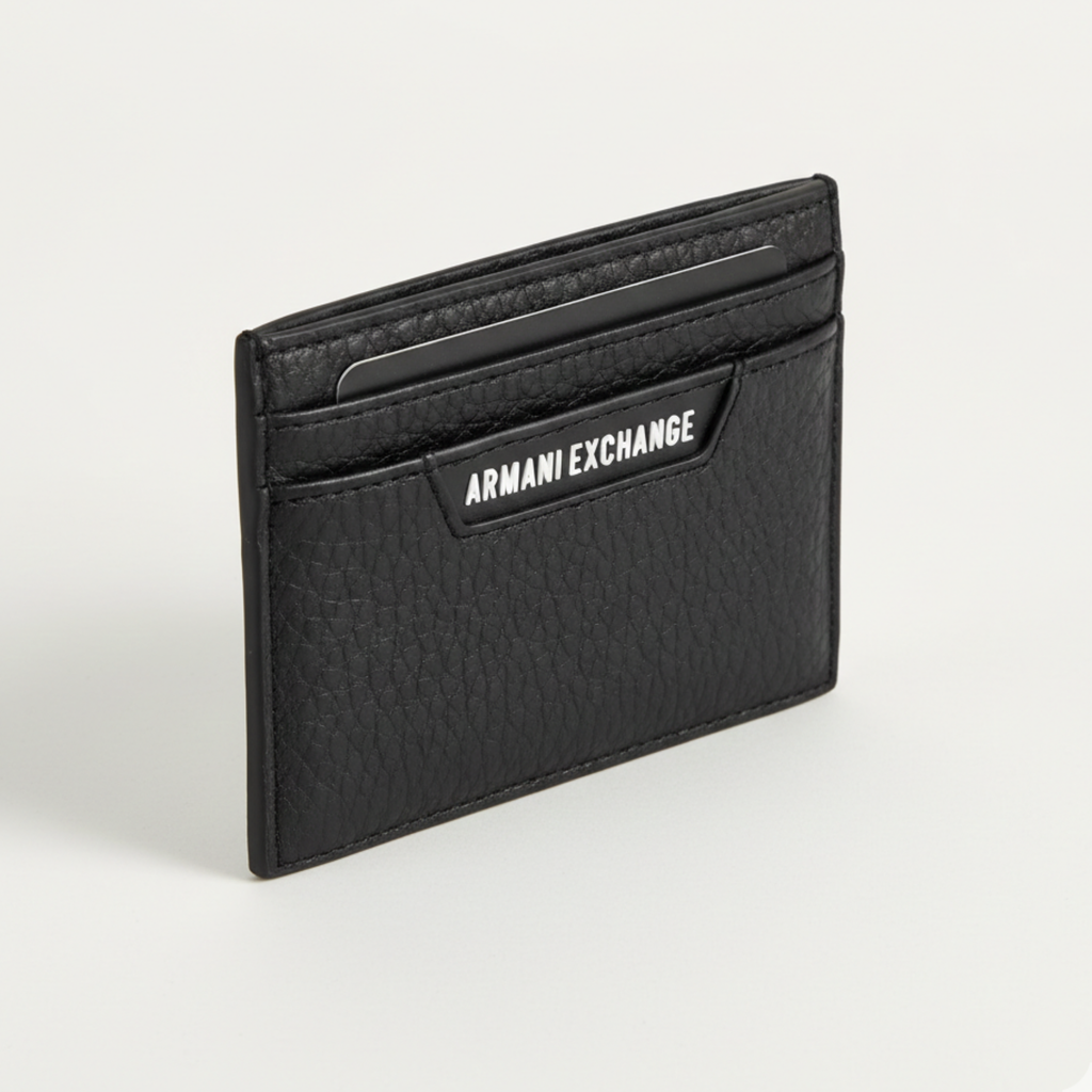 Original Armani Exchange AX Leather Card Holder Wallet – Black
