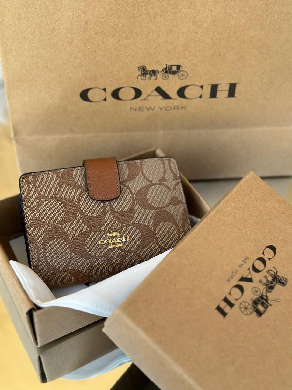 Coach Medium Corner Zip Wallet in Signature Canvas