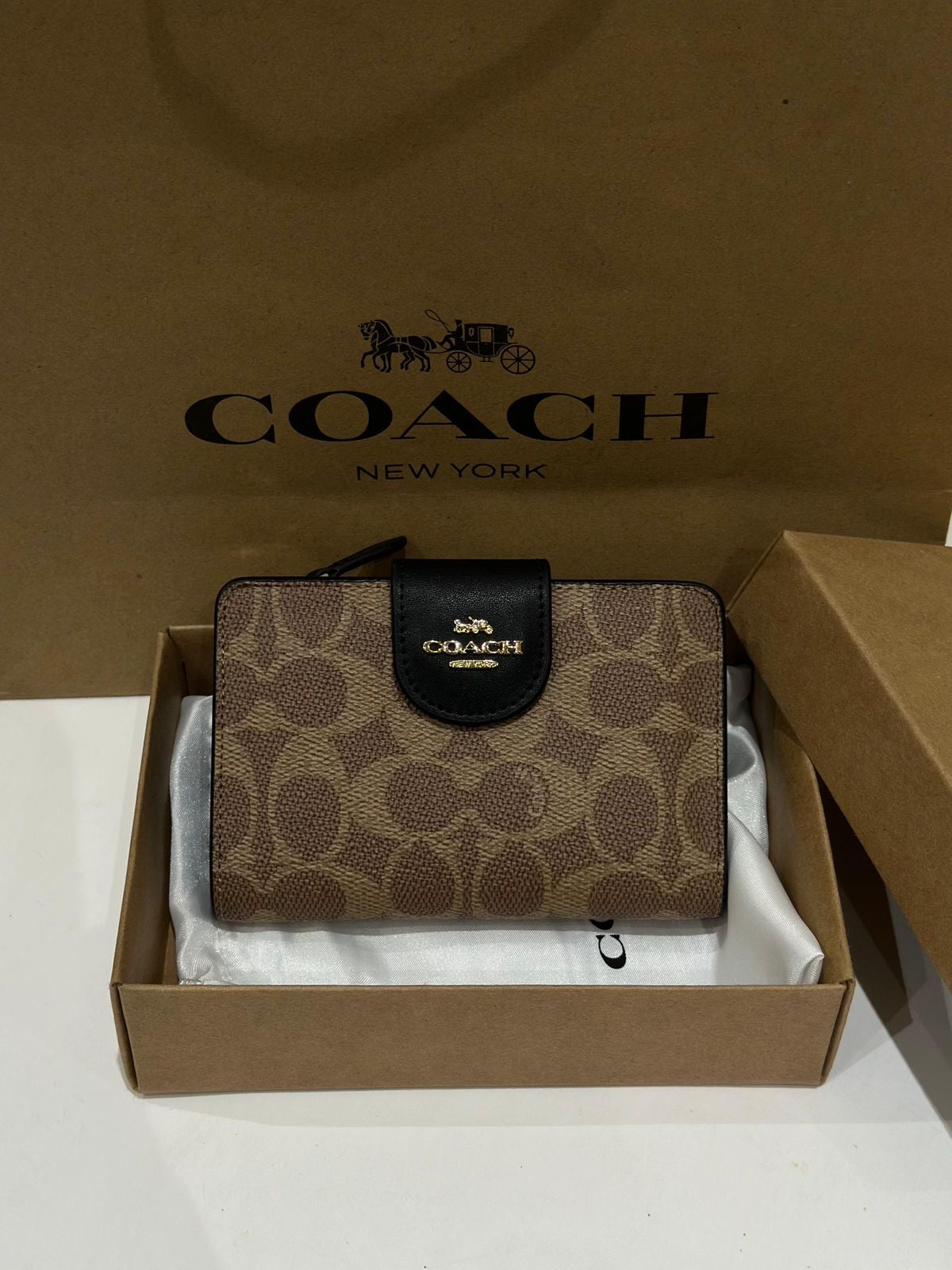 Coach Medium Corner Zip Wallet in Signature Canvas