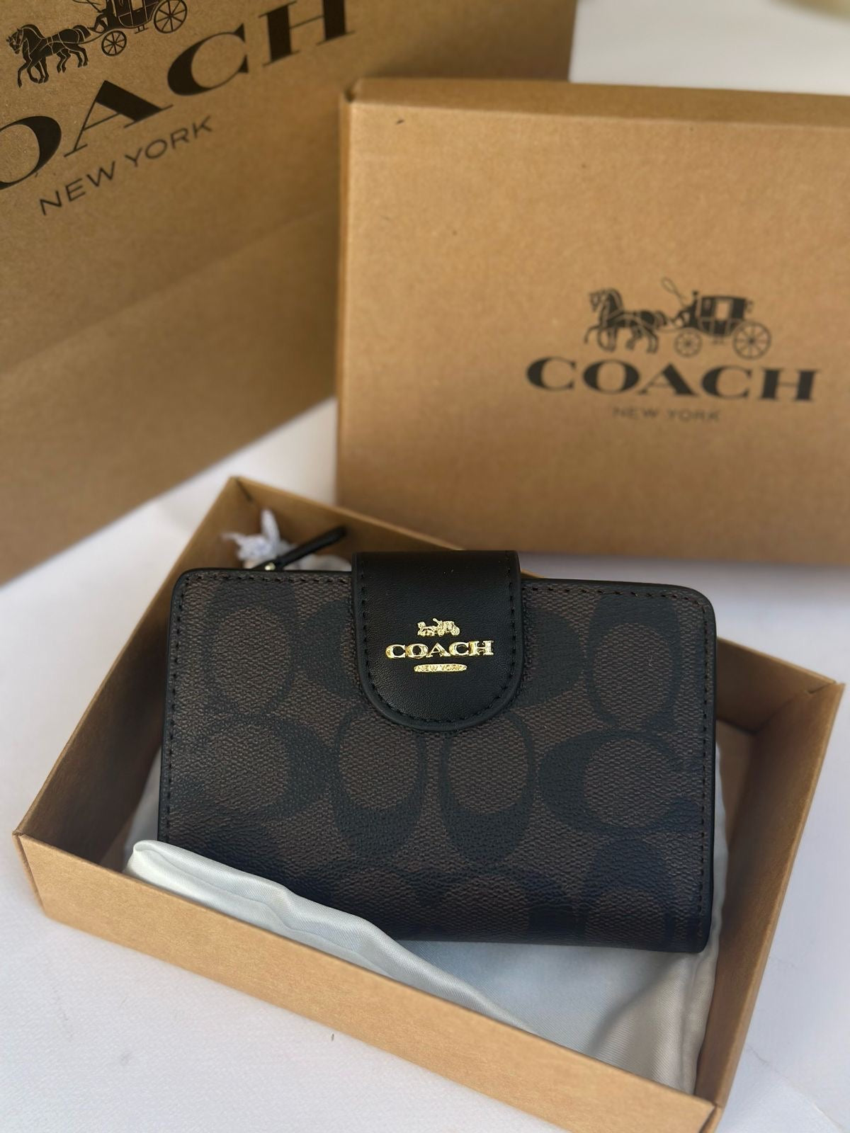 Coach Medium Corner Zip Wallet in Signature Canvas