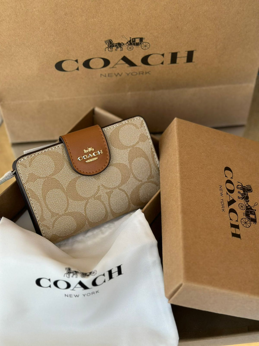 Coach Medium Corner Zip Wallet in Signature Canvas