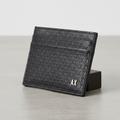 Original Armani Exchange AX Monogram Card Holder – Black Leather
