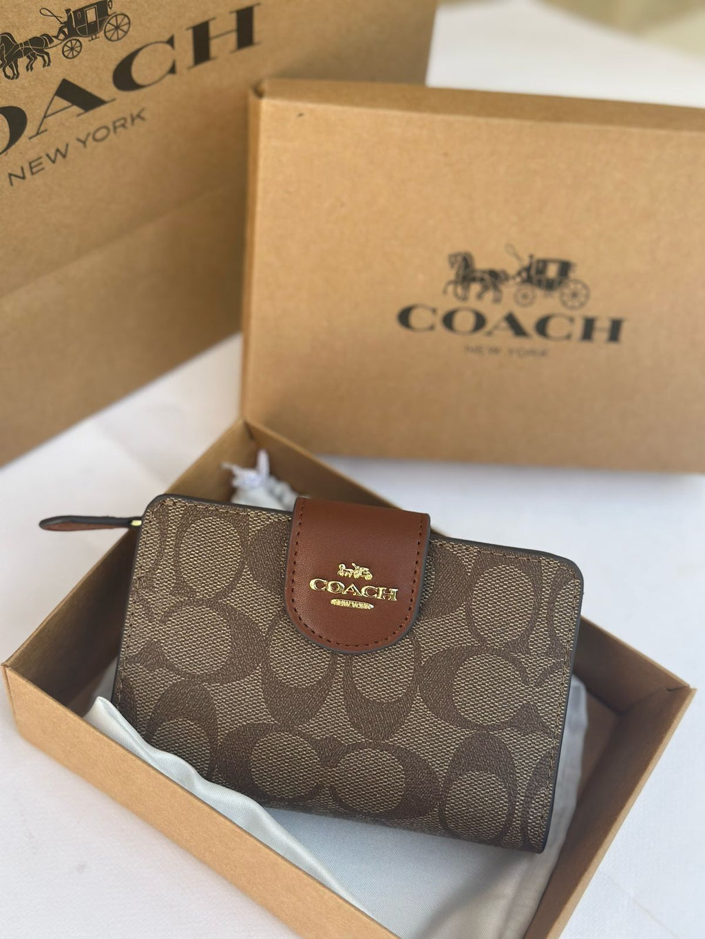 Coach Medium Corner Zip Wallet in Signature Canvas