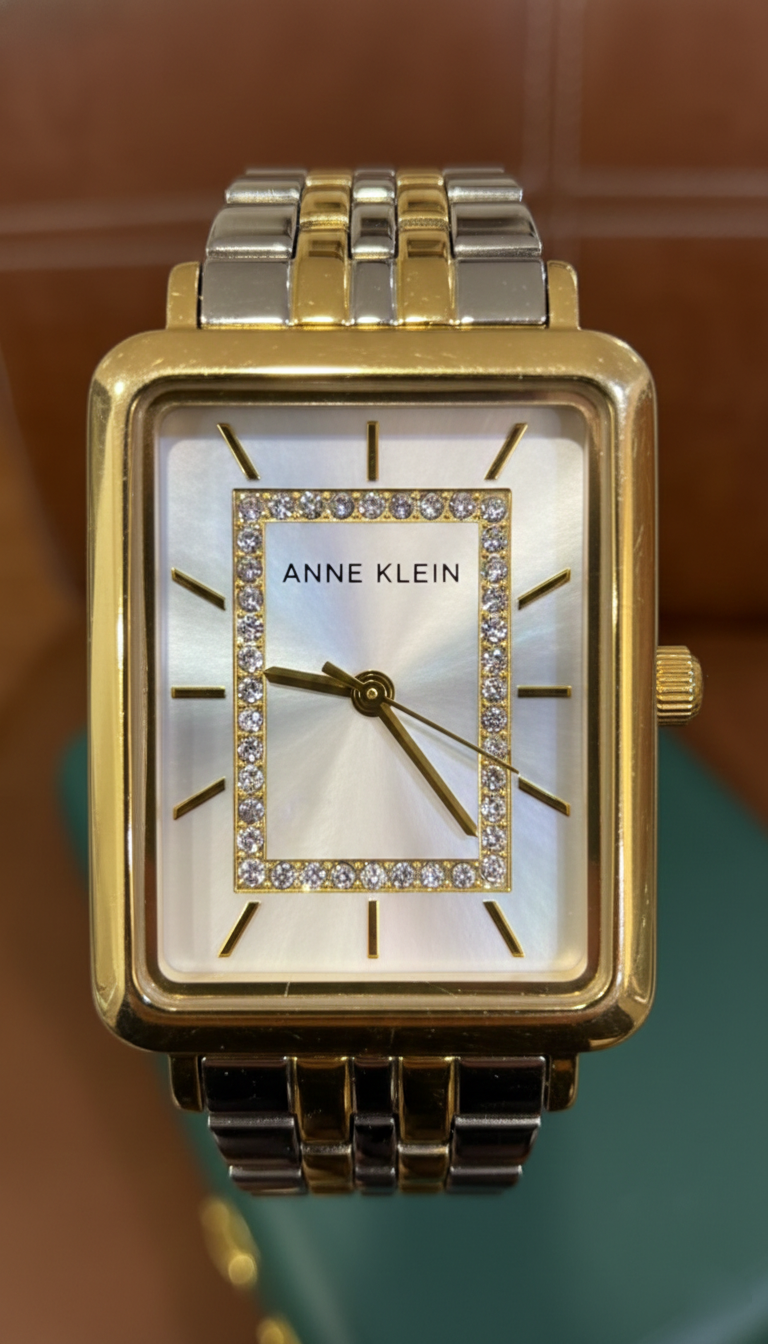 Original Anne Klein Women Dual Tone Bracelet Watch – Crystal Accent Dial