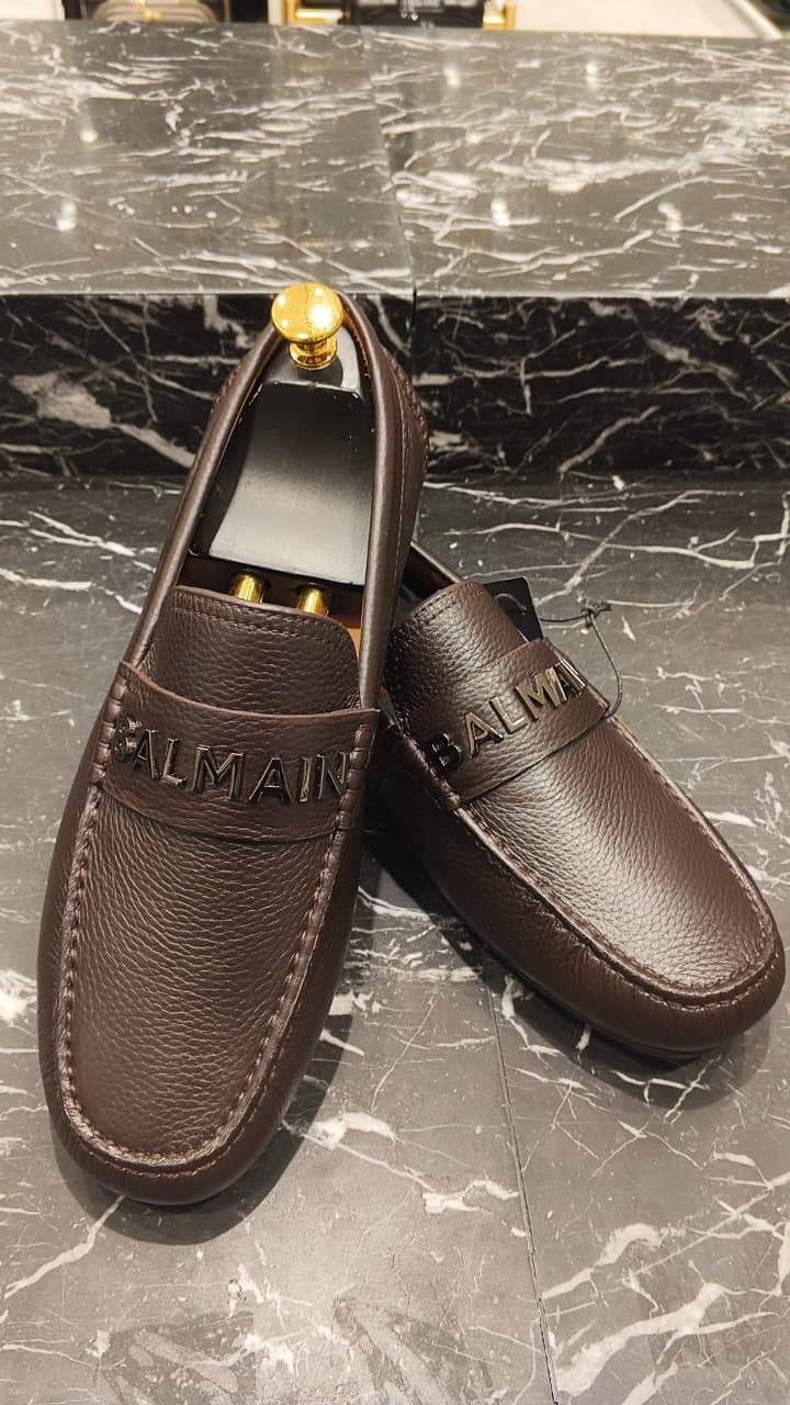 Balmain Brown Leather Loafers – Original