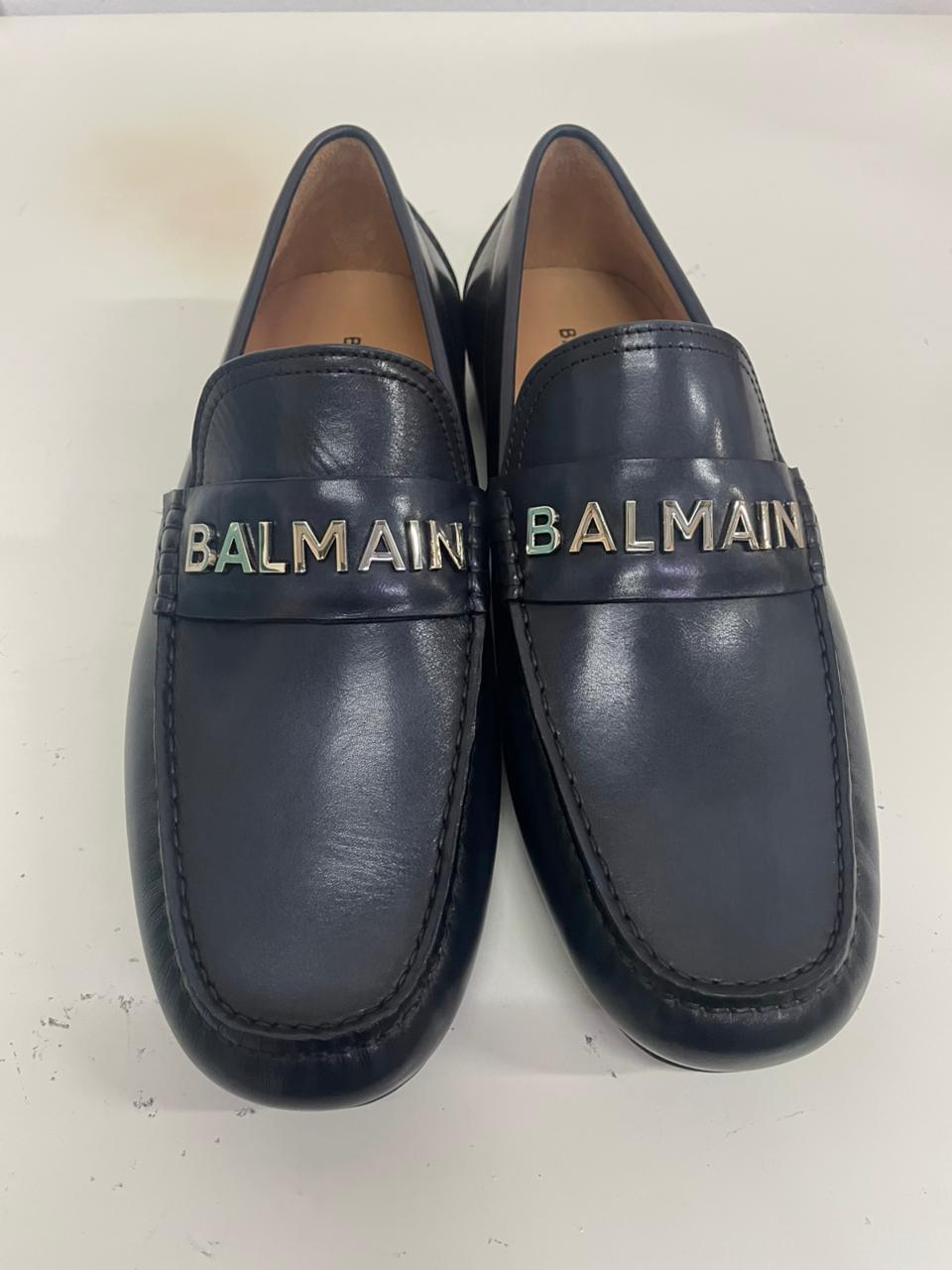 👞 Balmain Navy Blue Leather Loafers – Original