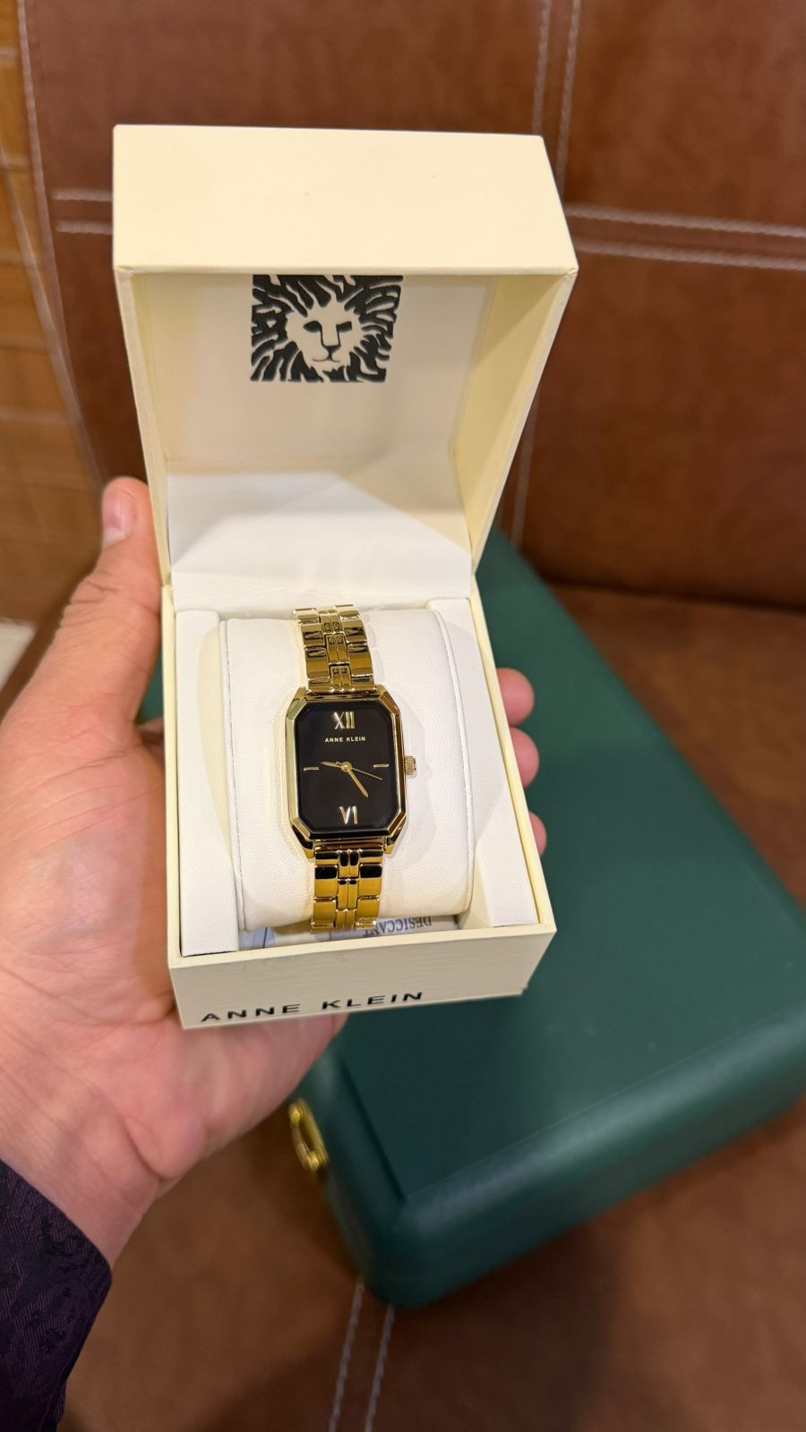 Original Anne Klein Women Gold Watch – Elegant Black Dial Roman Design