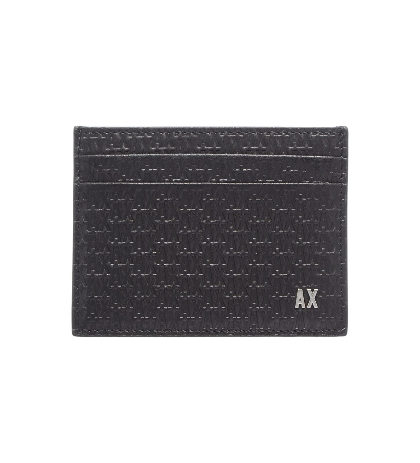 Original Armani Exchange AX Monogram Card Holder – Black Leather
