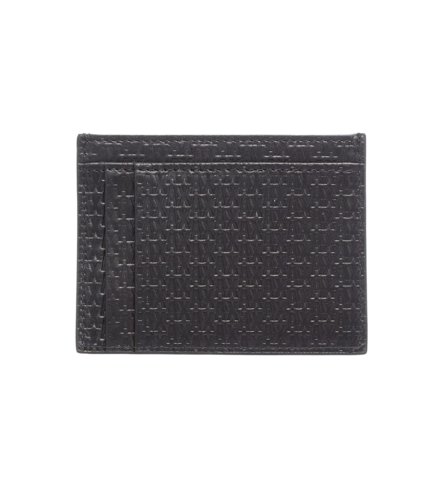 Original Armani Exchange AX Monogram Card Holder – Black Leather