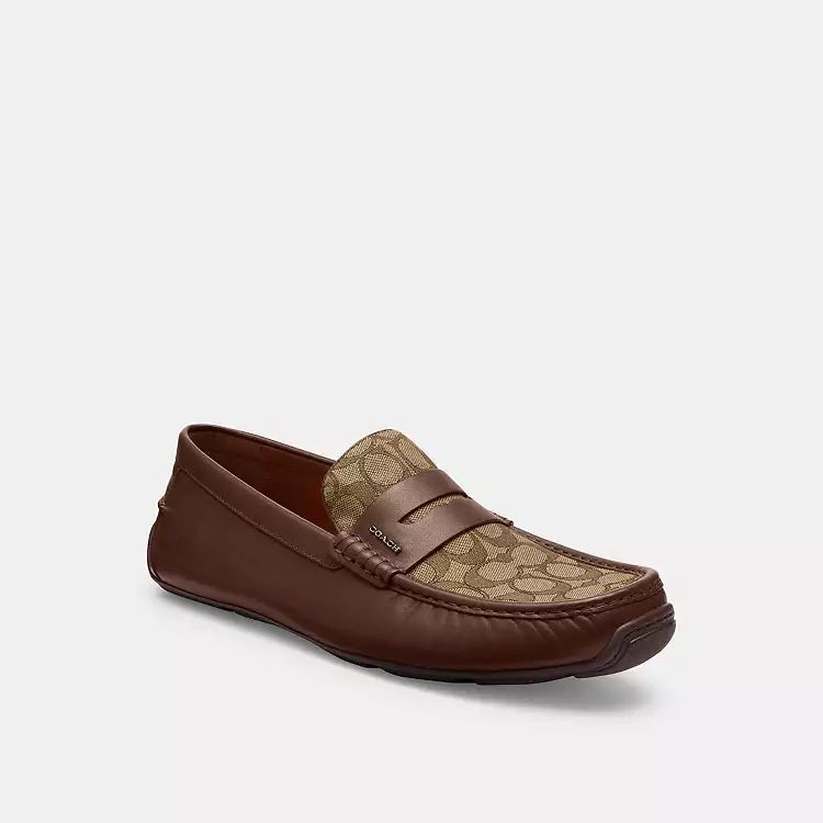 Coach Signature Leather Loafers – Brown | Premium Slip-On Formal Shoes