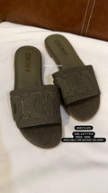DKNY Logo Slide Flats – Green | Chic Everyday Comfort
