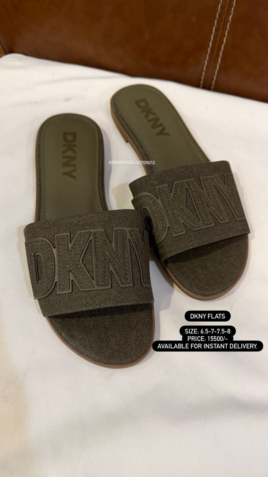 DKNY Logo Slide Flats – Green | Chic Everyday Comfort