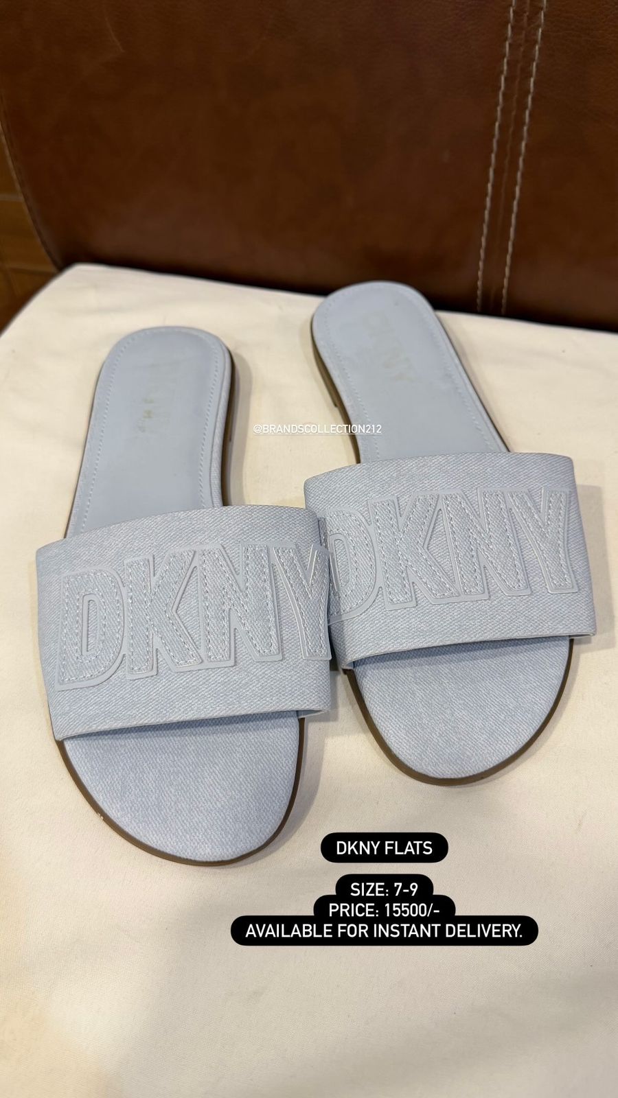DKNY Logo Slide Flats – Grey | Minimal Luxe Comfort